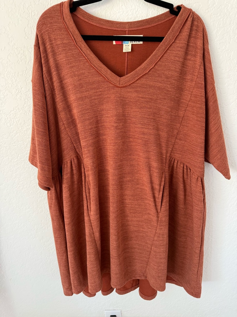 Free People rust-peach V-neck Peplum Tunic